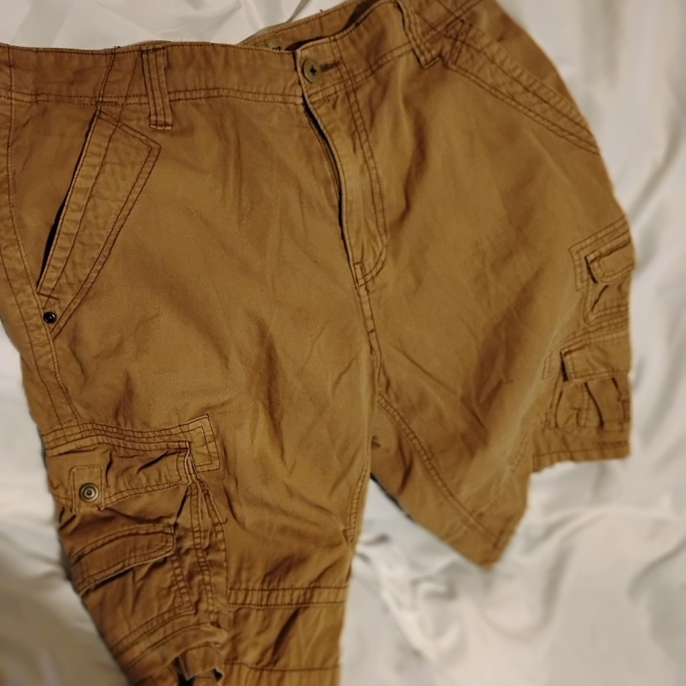 Vintage Plugg Cargo Shorts Mens 32 Brown Relaxed Fit 100% Cotton Y2K Outdoors